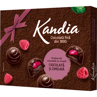 Kandia Praline cu Crema de Ciocolata si Zmeura 103,5 g