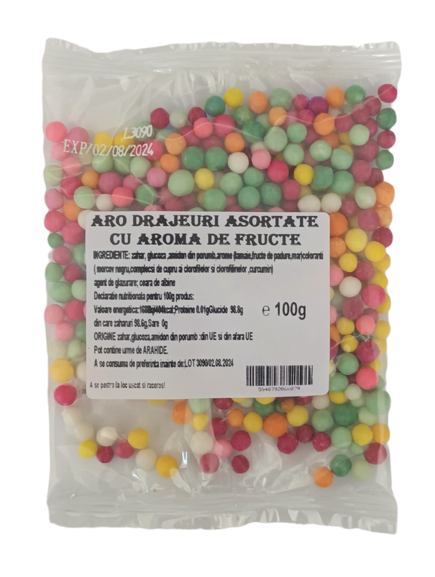aro Drajeuri Asortate cu Aroma de Fructe 100 g
