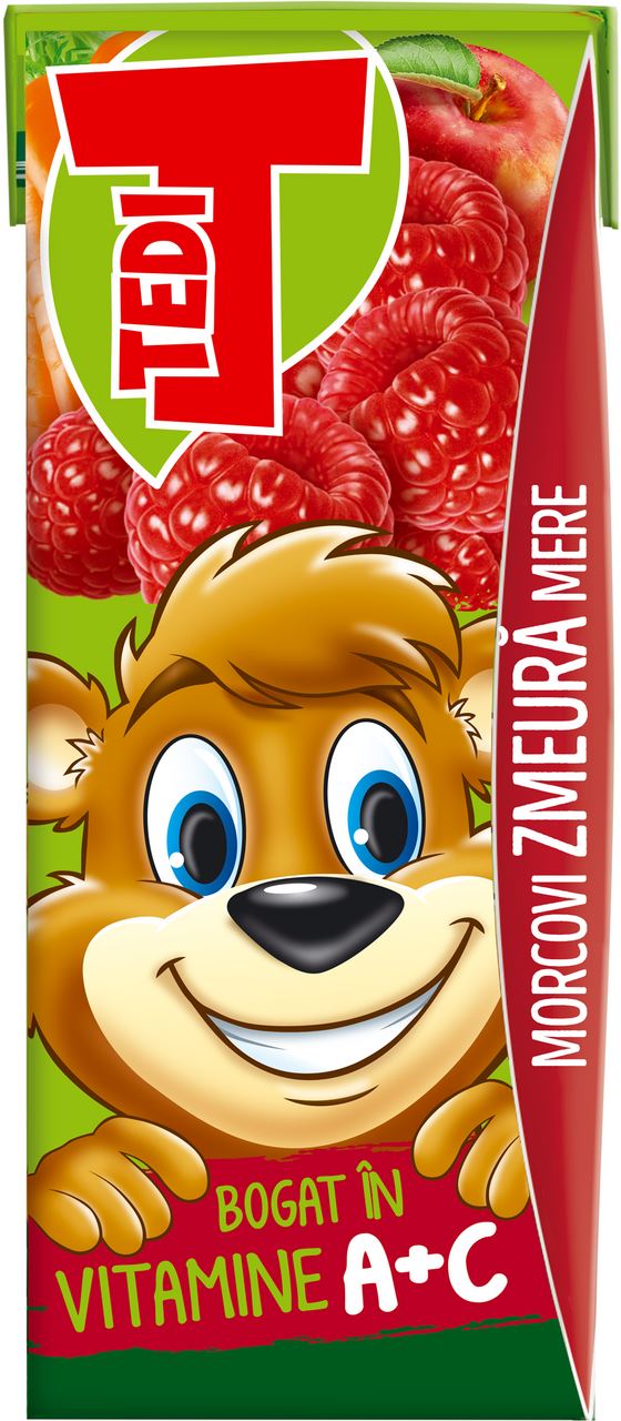 Tedi Suc de Zmeură-Morcov-Măr 0,2 L, 3 buc.