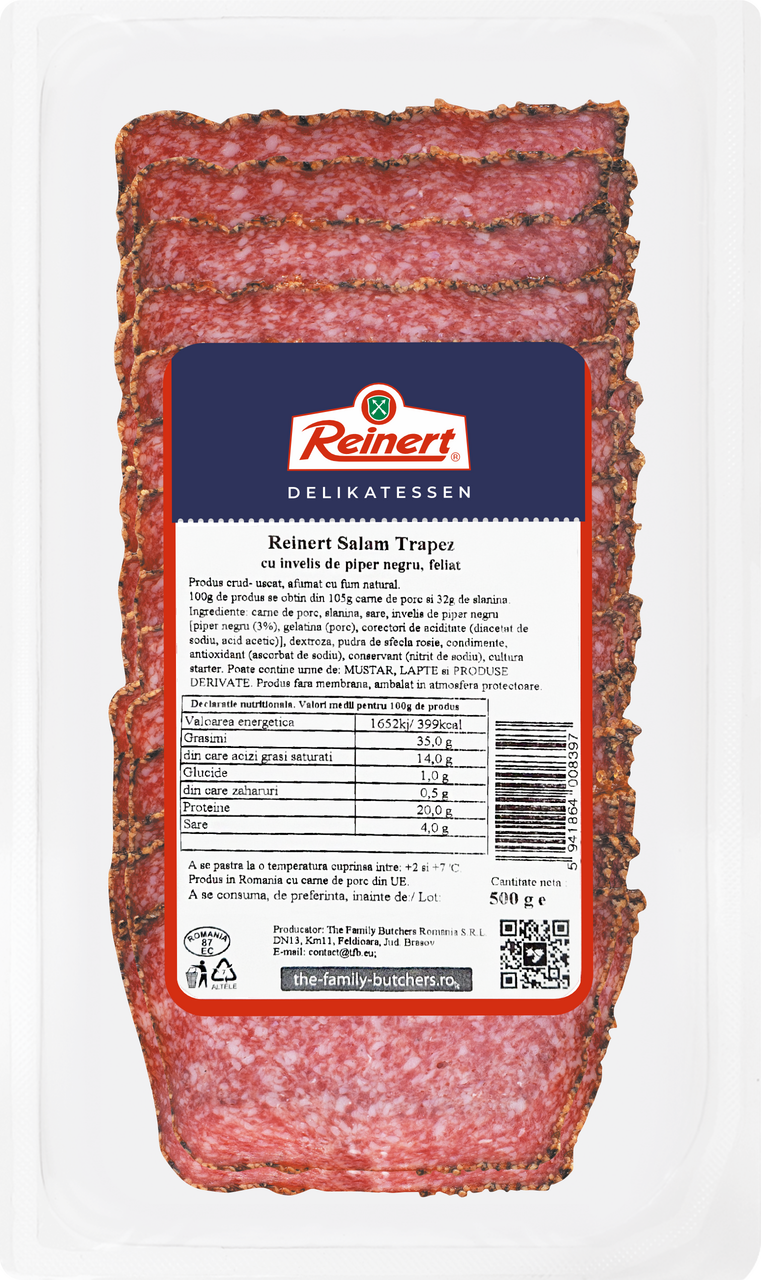 Reinert Salam Trapez cu Invelis de Piper Negru 500 G