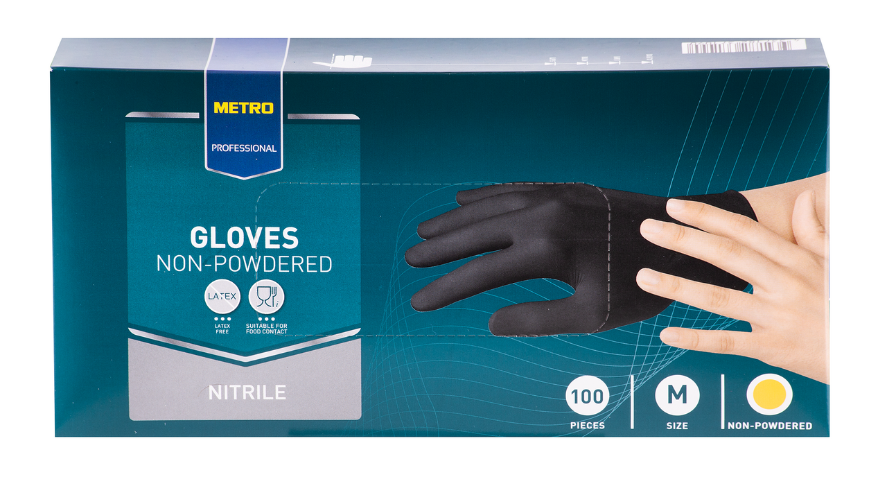 METRO PROFESSIONAL Manusi Nitril Negre Nepudrate Masura M