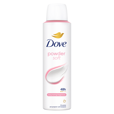 Deodorante - Dove Powder Soft Deodorant Antiperspirant Spray pentru femei, parfum pudrat, protecție 48H, 150 ml