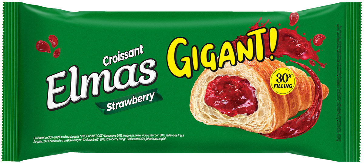 ELMAS Gigant Croissant cu Umplutura de Capsuni 160 g