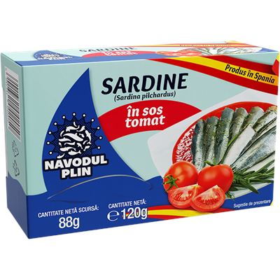 NAVODUL PLIN Sardine în Sos Tomat 120 g