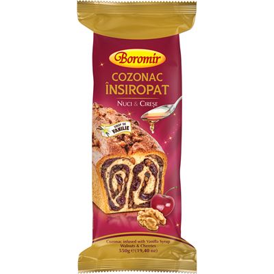 Boromir Cozonac Insiropat cu Cirese si Nuci 550 g