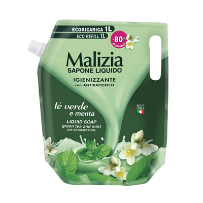 Săpunuri - MALIZIA Rezervă Săpun Lichid cu Ceai Verde 1 L
