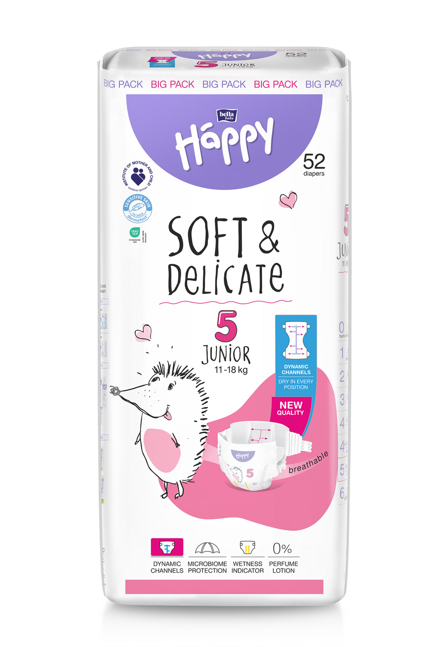 HAPPY Soft & Delicate Junior 52 bucati Scutece Nr. 5
