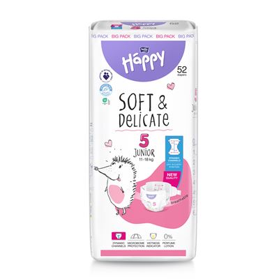 HAPPY Soft & Delicate Junior 52 bucati Scutece Nr. 5