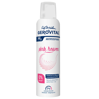 Deodorante - Gerovital H3 Pink Heaven Deodorant Antiperspirant Spray pentru femei, parfum floral, protecție 24H, 150 m