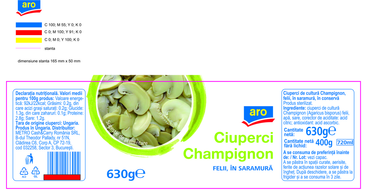 aro Ciuperci Taiate 630 g