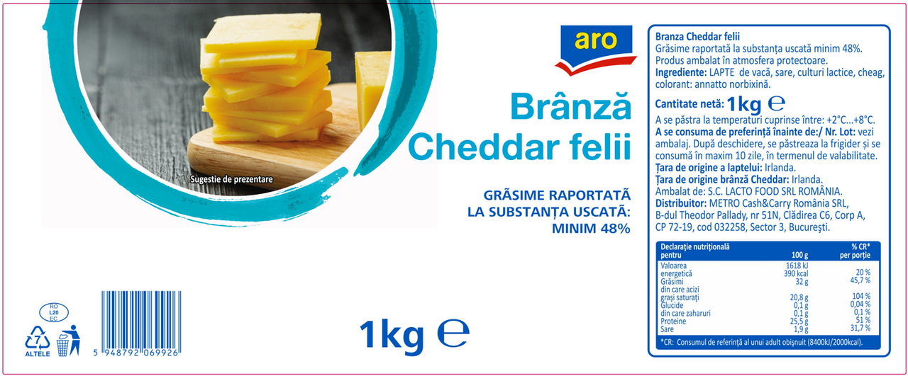aro Chedar Felii 1 Kg