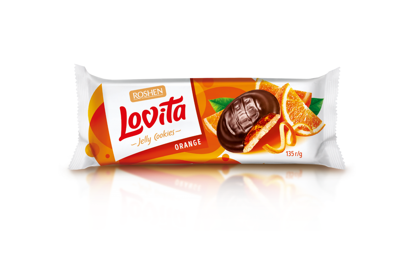 ROSHEN lovita Biscuiti cu Jeleu de Portocale 50% 135 g