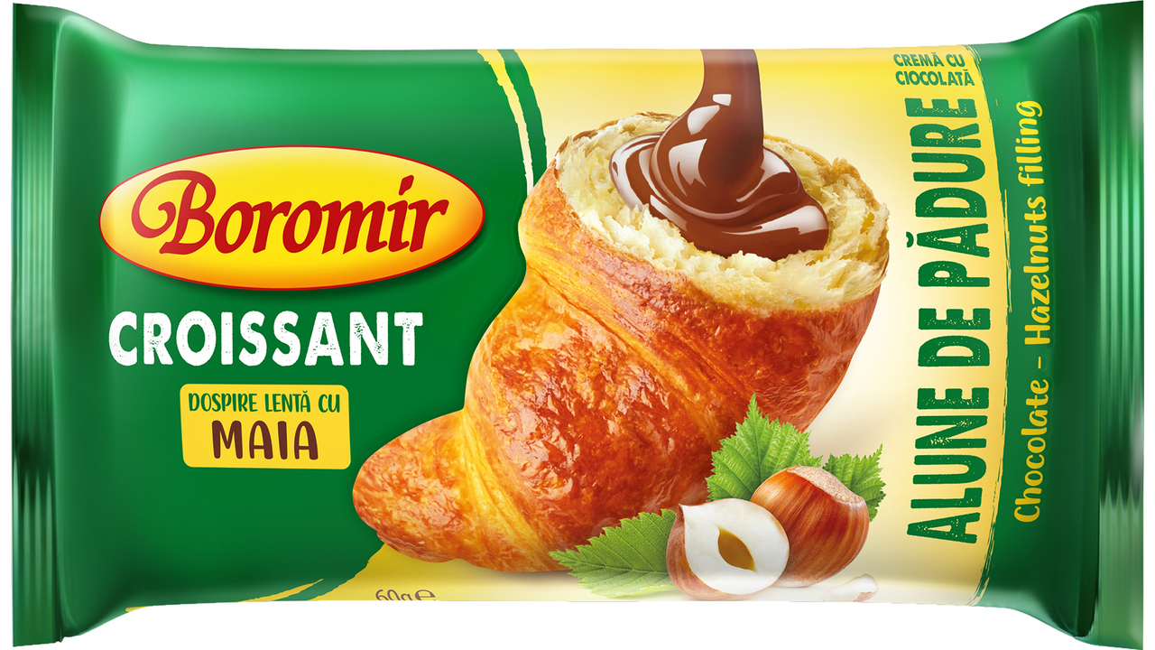 Boromir Croissant cu Crema de Ciocolata si Alune 30 x 60 g