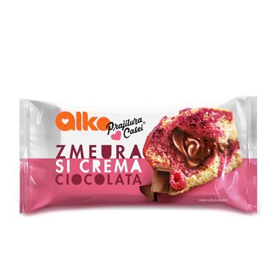 PRAJITURA CASEI cu Zmeura si Crema de Ciocolata 14 x 55 g
