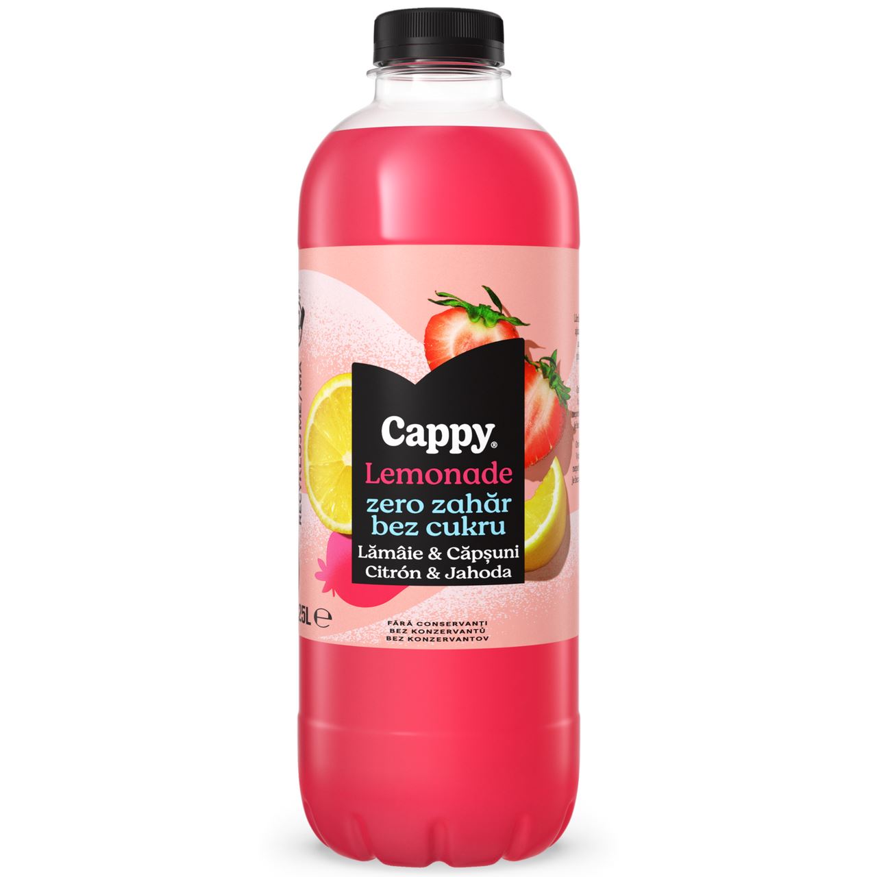 Cappy Băutură Răcoritoare Necarbogazoasă cu Lămâie și Căpșuni 1,25 L, 6 sticle