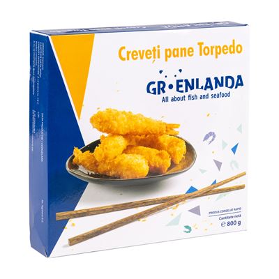 GROENLANDA Creveti Pane Torpedo Calibru 26 / 30 800 g