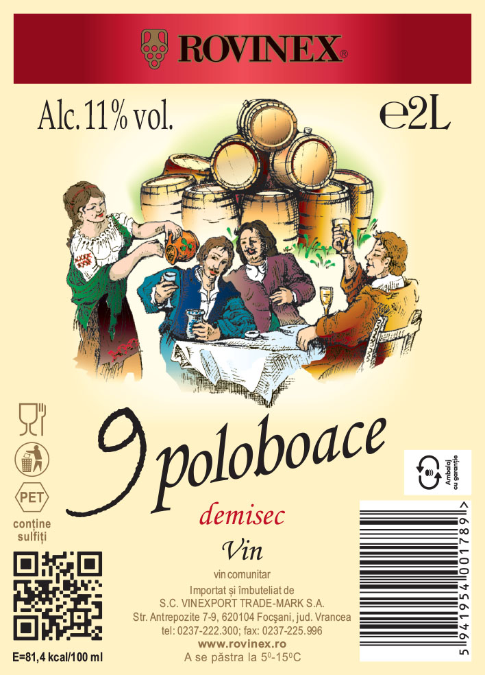 ROVINEX 9 POLOBOACE Vin Alb Demisec SGR 2 L