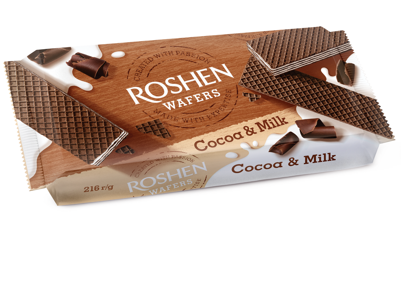 ROSHEN Napolitane Cacao si Lapte 216 g