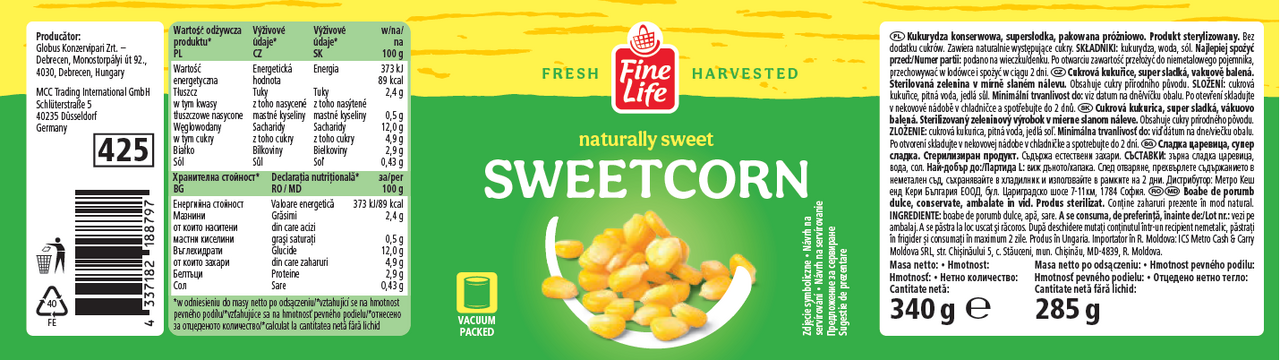 Fine Life Porumb Dulce 340 g