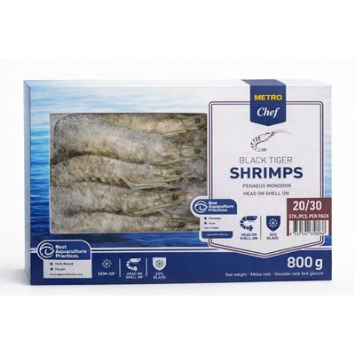 METRO Chef Creveti Black Tiger, Cruzi, Intregi, 20-30 800 g ❄