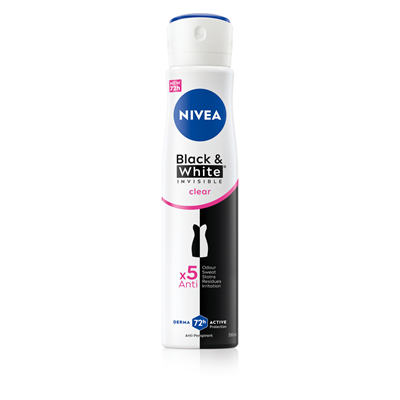Deodorante - NIVEA Black & White Invisible Clear Deodorant Antiperspirant Spray pentru femei, protecție 72H, 250 ml