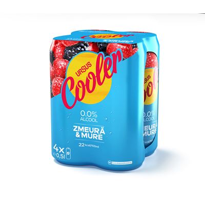 URSUS Cooler Zmeura si Mure 0% SGR 4 x 0,5 L