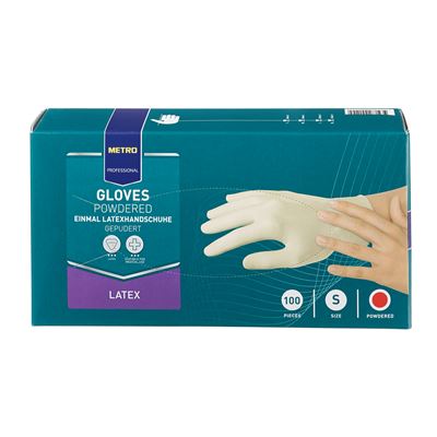METRO PROFESSIONAL 100 Manusi Latex Alb Pudrate S