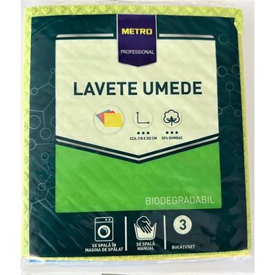 METRO PROFESSIONAL Lavete Umede 18 x 20 cm 3 Bucati