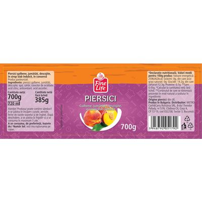 Fine Life Compot Piersici Jumatati 700 g