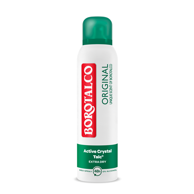 Deodorante - Borotalco Original Deodorant Spray Antiperspirant, Active Crystal Talc, Extra Dry, fără alcool, protecție 48H, 150 ml