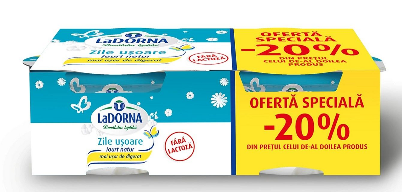 LaDORNA Iaurt Natural fara Lactoza 2 % 2 x 150 g