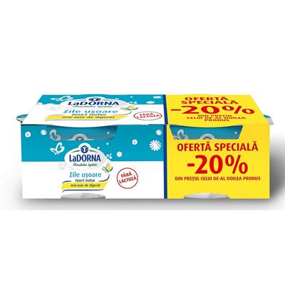 LaDORNA Iaurt Natural fara Lactoza 2 % 2 x 150 g