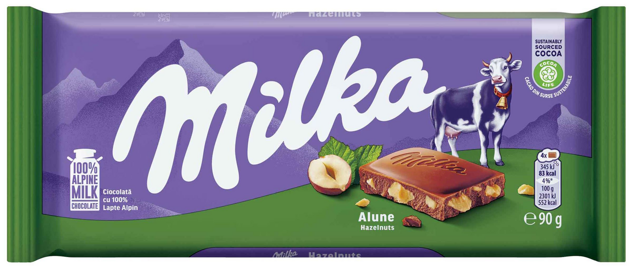 milka Ciocolata Lapte si Alune 90 g