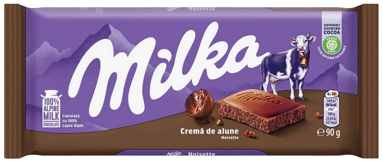 milka Ciocolata Lapte si Crema Alune 90 g