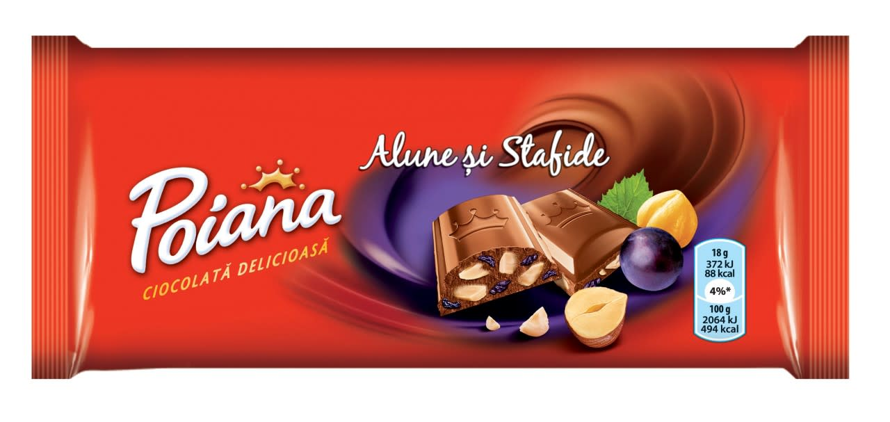 Poiana Ciocolata Lapte si Stafide 90 g