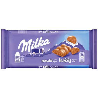 milka Ciocolata Aerata cu Lapte si Crema Lapte 90 g