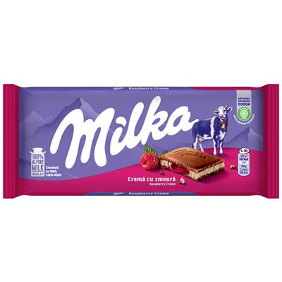 milka Ciocolata Lapte si Crema Zmeura 100 g