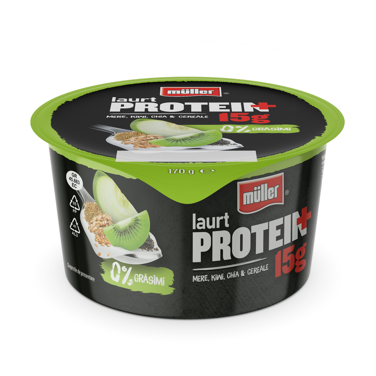 MULLER Iaurt cu Fructe si Proteine 0% Grasime 170 g