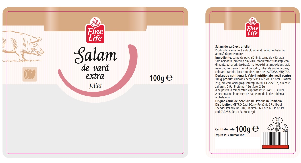 Fine Life Salam de Vara Extra Feliat 100 g
