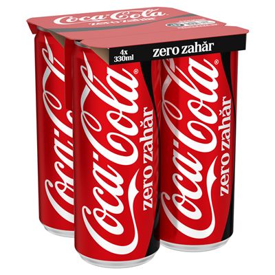 COCA-COLA ZERO ZAHAR Bautura Racoritoare Carbogazoasa Doza SGR 4 x 0,33 L