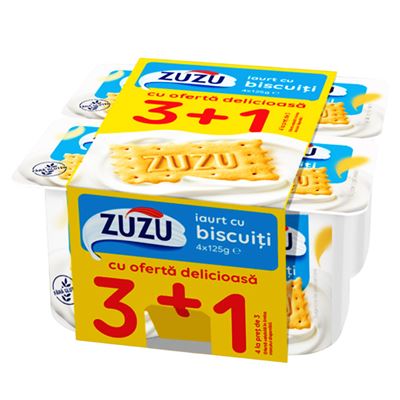 ZUZU Iaurt Biscuiti 3+1 4 x 125 g
