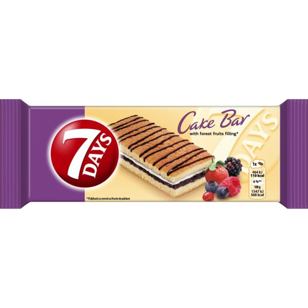 7 DAYS Cakebar Prajitura Vanilie & Fructe Padure 16 x 30 g