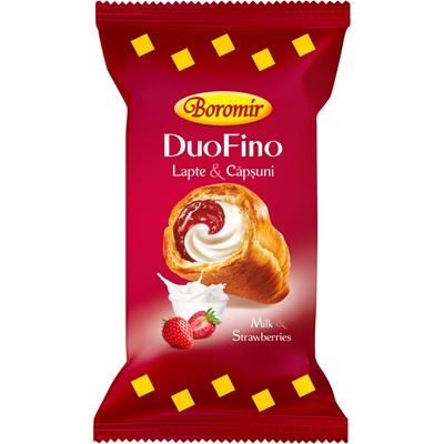 Boromir Croissant DuoFino Lapte & Capsuni 30 x 75 g