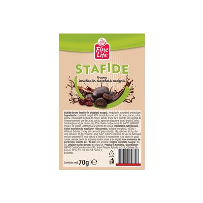 Fine Life Stafide in Ciocolata Neagra 70 g