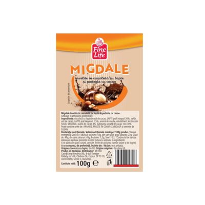 Fine Life Migdale in Ciocolata cu Lapte 100 g