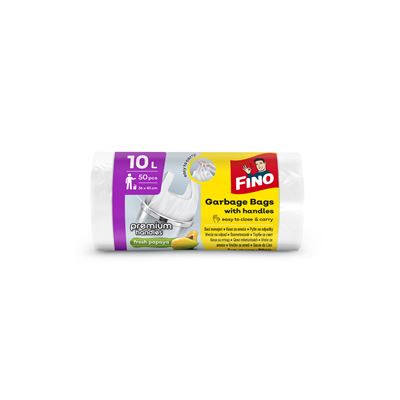 FINO Saci menajeri Premium Handles cu Aromă de Papaya 10L 50 bucati