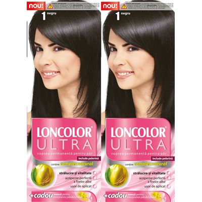 LONCOLOR ULTRA Vopsea de Par Nuanta 1 Negru 2 x 100 ml