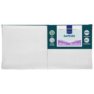 METRO PROFESSIONAL 250 Servetele Albe 2 Straturi 40 x 40 cm
