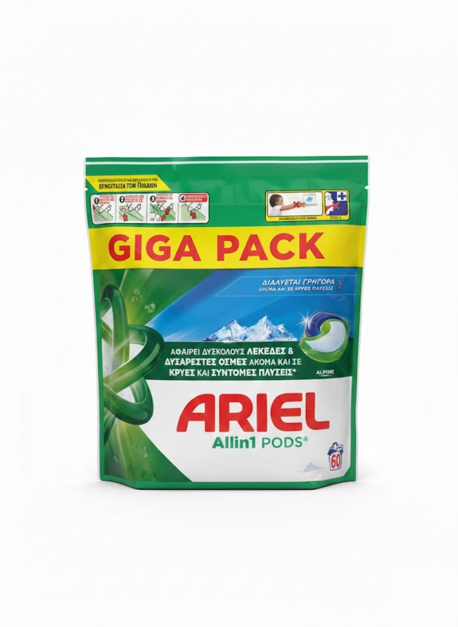 ARIEL All in 1 Alpine 60 Capsule Detergent Rufe