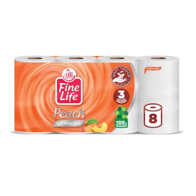Fine Life Hartie Igienica Piersica 3 Straturi 8 Role